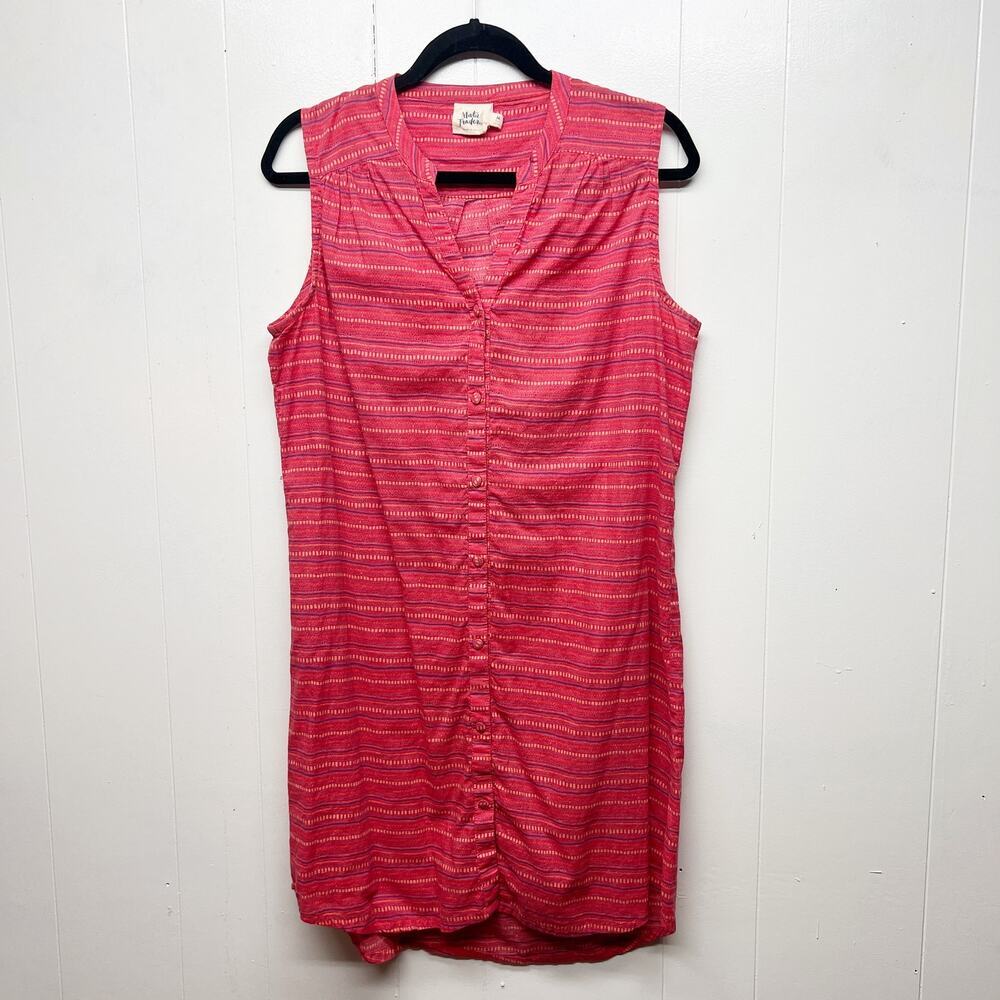 Mata Traders Button Front Sleeveless Women's Shirt Dress Size Medium Lightweight